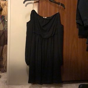 Short black off the shoulder chiffon dress